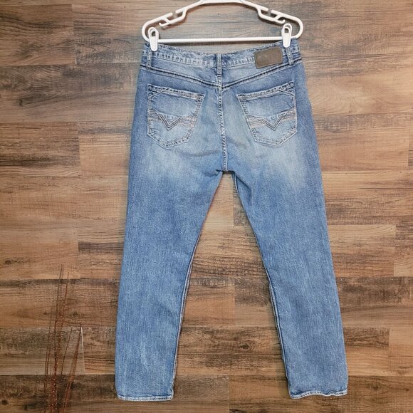 BKE Jeans 33x30 Jake Straight Leg Medium Thick Stitch Light Wash Stretch Denim - Picture 2 of 10